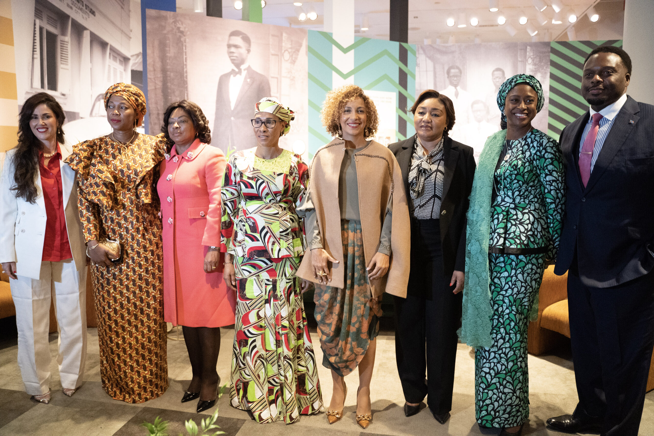 Pictured: Women United Foundation Founder and Executive Director, Deborah Elizabeth, H.E. Fatima Maada Bio First Lady of Sierra Leone, H.E. Ana Loureço First Lady of Angola, H.E. Fatoumatta Bah-Barrow First Lady of The Gambia, H.E. Débora Katsia Carvalho First Lady of Cape Verde, H.E. Denise Tshisekedi First Lady of the Democratic Republic of Congo, and Madam Aisha Rimi, representing the First Lady of Nigeria, H.E. Aisha Buhari.